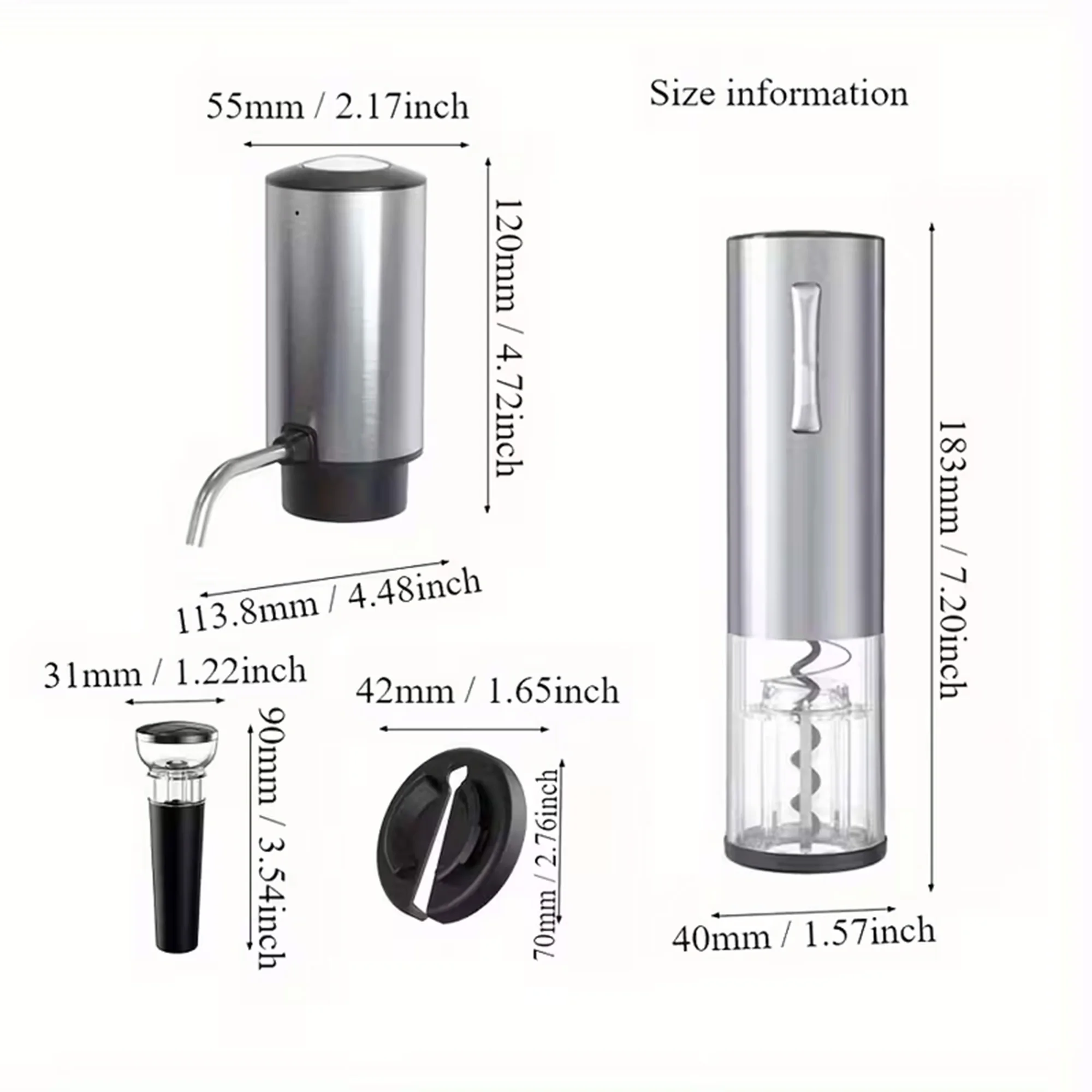 Electric Wine Opener Set 4-in-1 Wine Set with Rechargeable Wine Opener, Rechargeable Wine Aerator Pourer, Foil Cutter, Stopper
