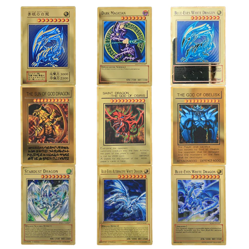 

Yugioh Golden Metal Cards Yu-Gi-Oh Alloy Collection Card Blue Eyes Dark Magicial Obelisk Slifer Ra Kids Christmas Birthday Gifts