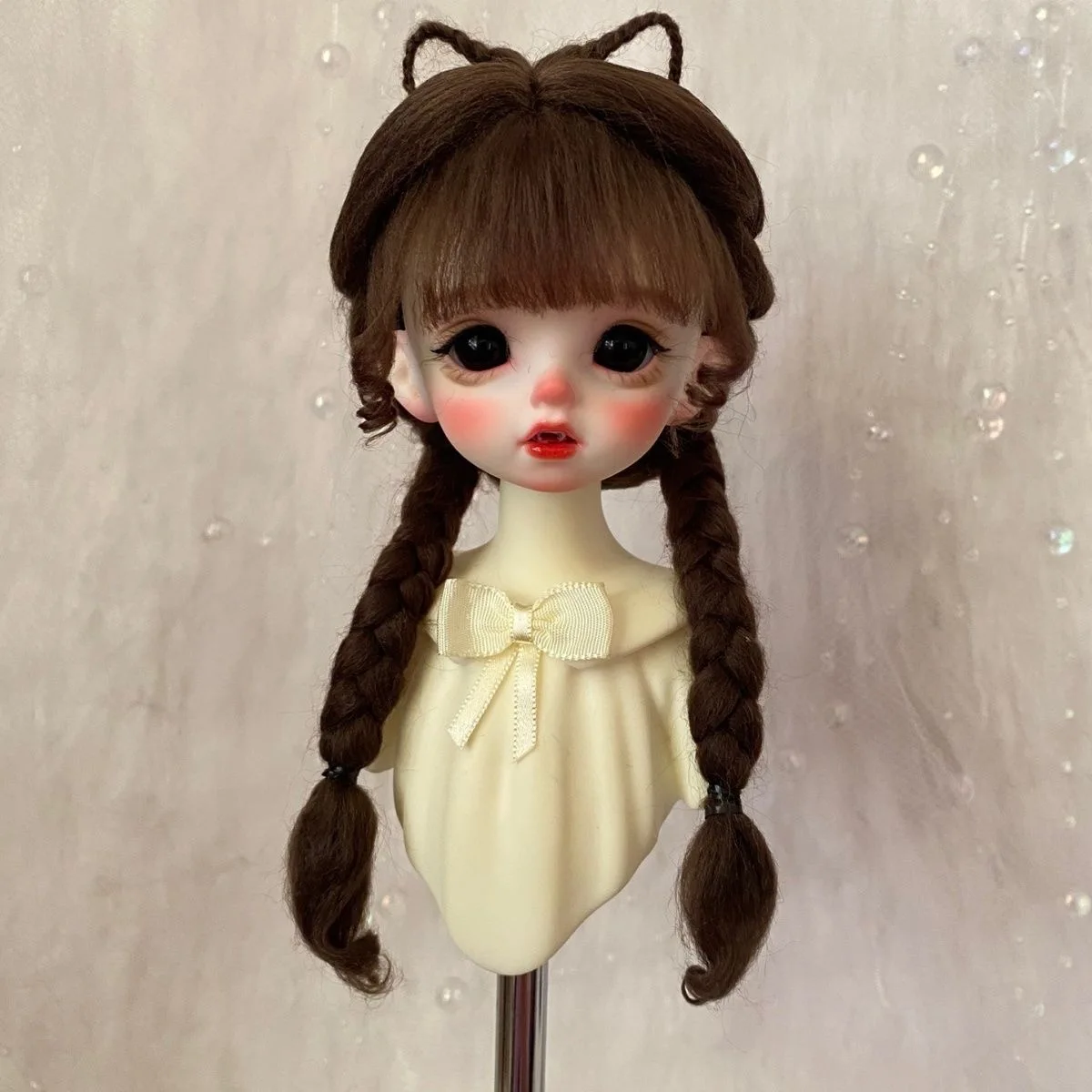 

Customized 1/8 BJD Doll Hair, OB11 Imitation Beach Wool Wig, Head Circumference 12-18cm