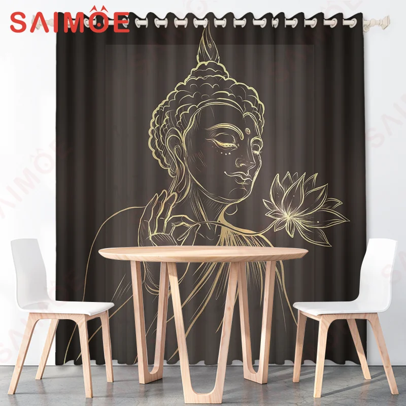 

Southeast Asian Buddhist Bodhisattva Curtain Maitreya Buddha Pattern Mural Thin Polyester Fabric Church Custom Picture with Hook