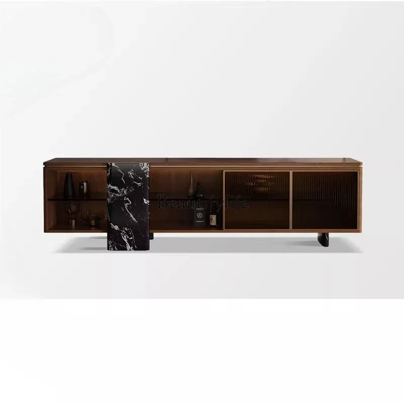 

Medieval solid wood TV cabinet Modern simple villa storage cabinet Light luxury high-end