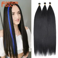 FASHION IDOL 28 pulgadas 300g/3 uds Ariel pelo de poni liso trenzas de ganchillo pelo trenzado sintético extensiones de cabello de ganchillo suave