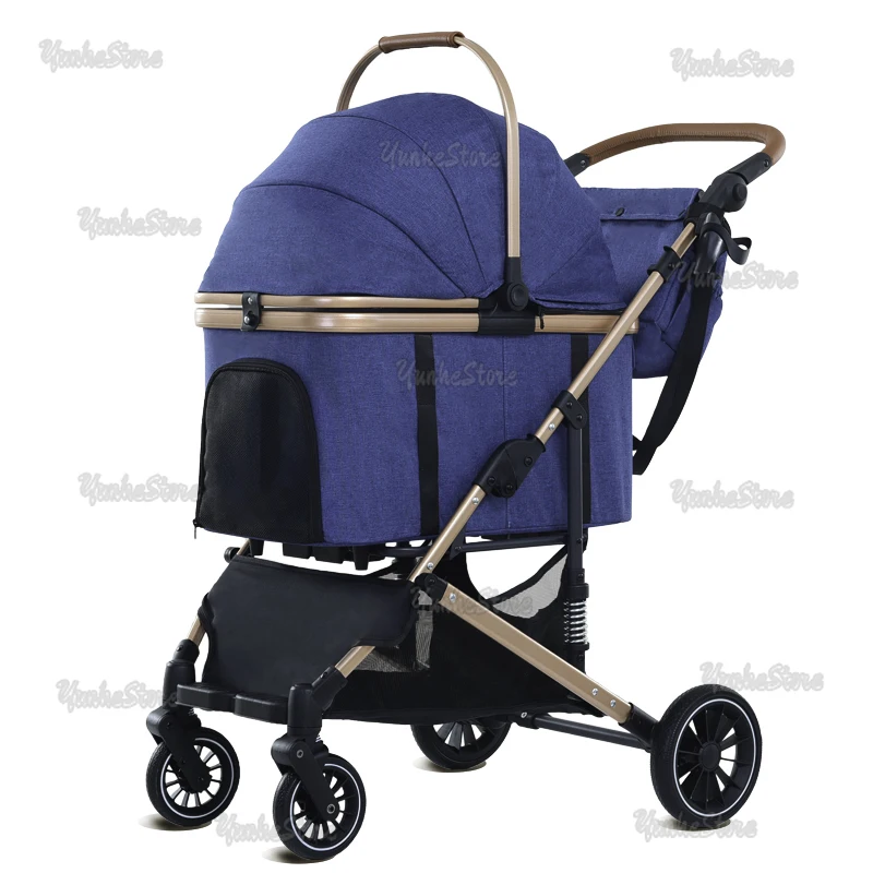 

Роскошная прогулочная дорожная легкая складная коляска для домашних животных с 4-колесной тележкой для кошек и собак