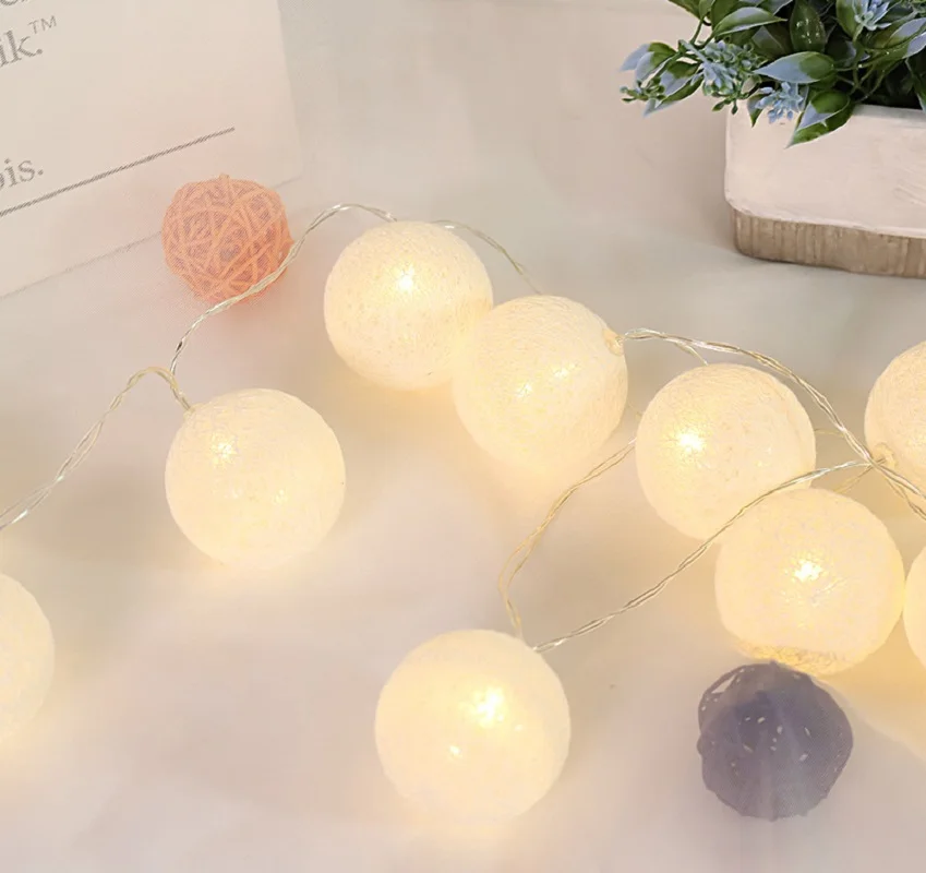 10 leds bolas de algodão luzes led fada guirlanda bola luz para casa quarto criança festa natal jardim iluminação do feriado decoração