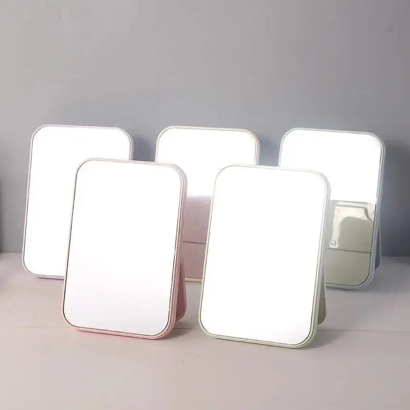 مرآة مكياج كبيرة الحجم ذات قائمة عالية لسطح المكتب أداة تزيين قابلة للطي محمولة كبيرة مربعة للأميرة مرآة مكياج #2