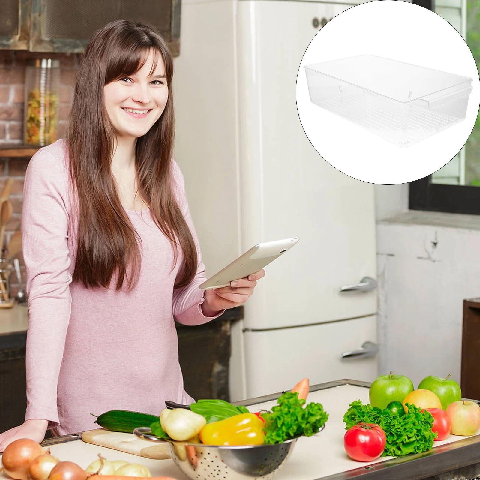 

1Pcs Refrigerator Storage Box Transparent Vegetable Fresh-Keeping Plastic Food Container Fridge Storage Case