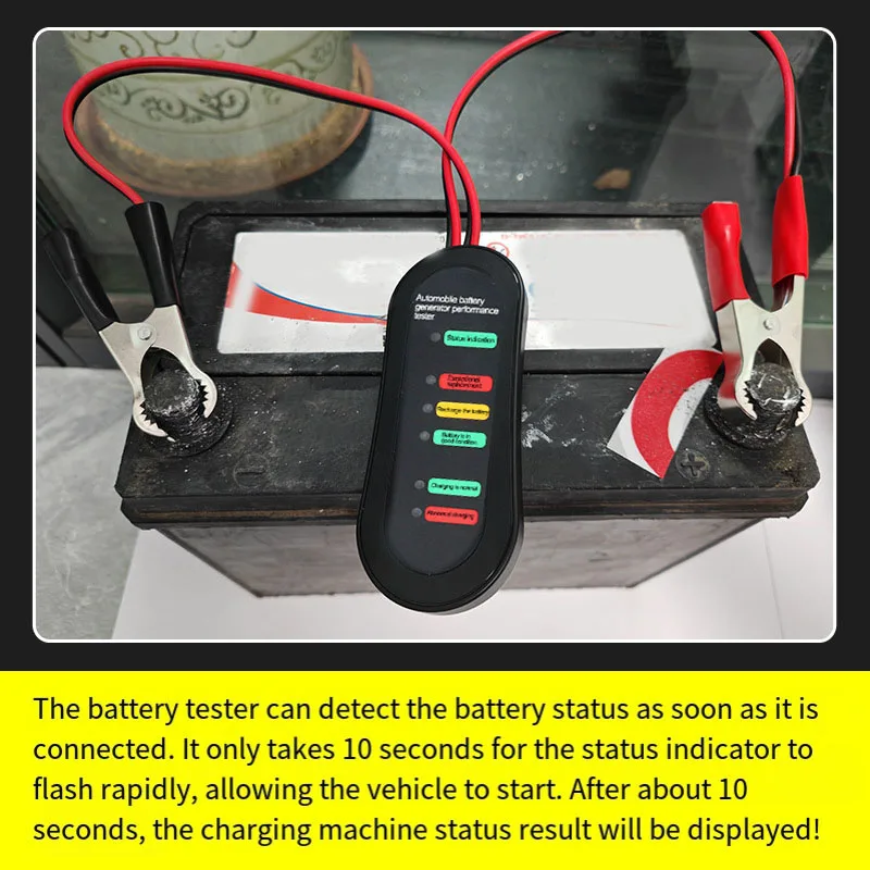 1pc 12v testador de alternador de bateria de carro analisador automotivo indicador de testador de carga de carro para cortadores de grama fácil de usar