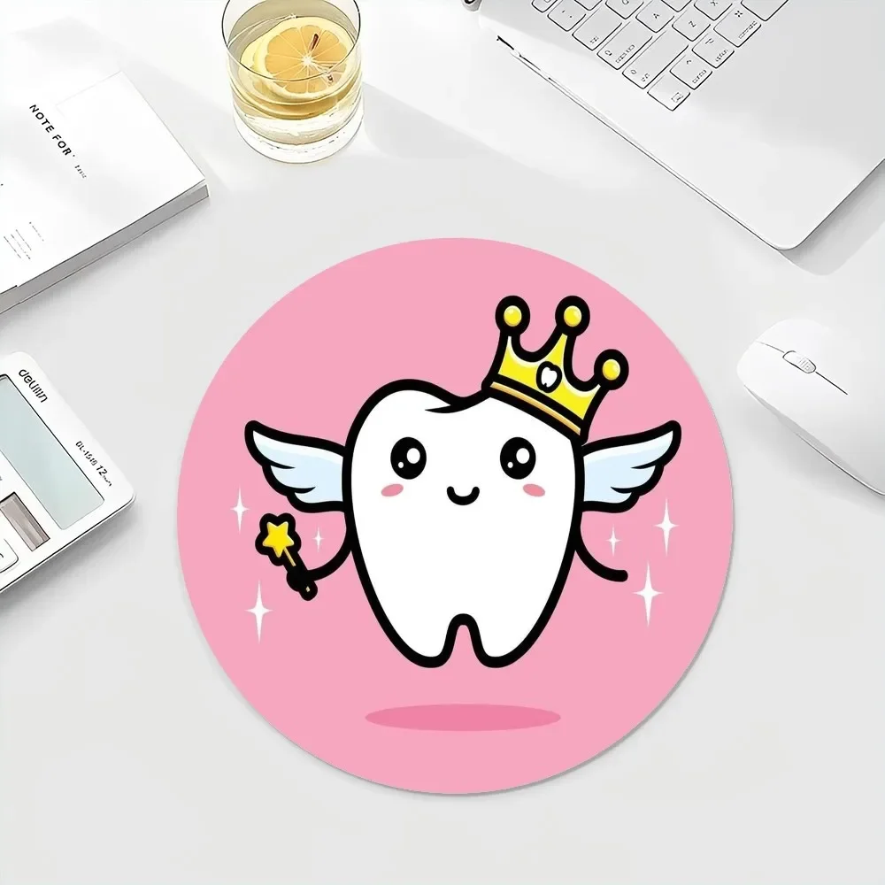 Wisdom Teeth Dentist ToothSmall Round Office Student Gaming Thickened Writing  Non-slip Cushion Mouse Pad for PC Computer Table