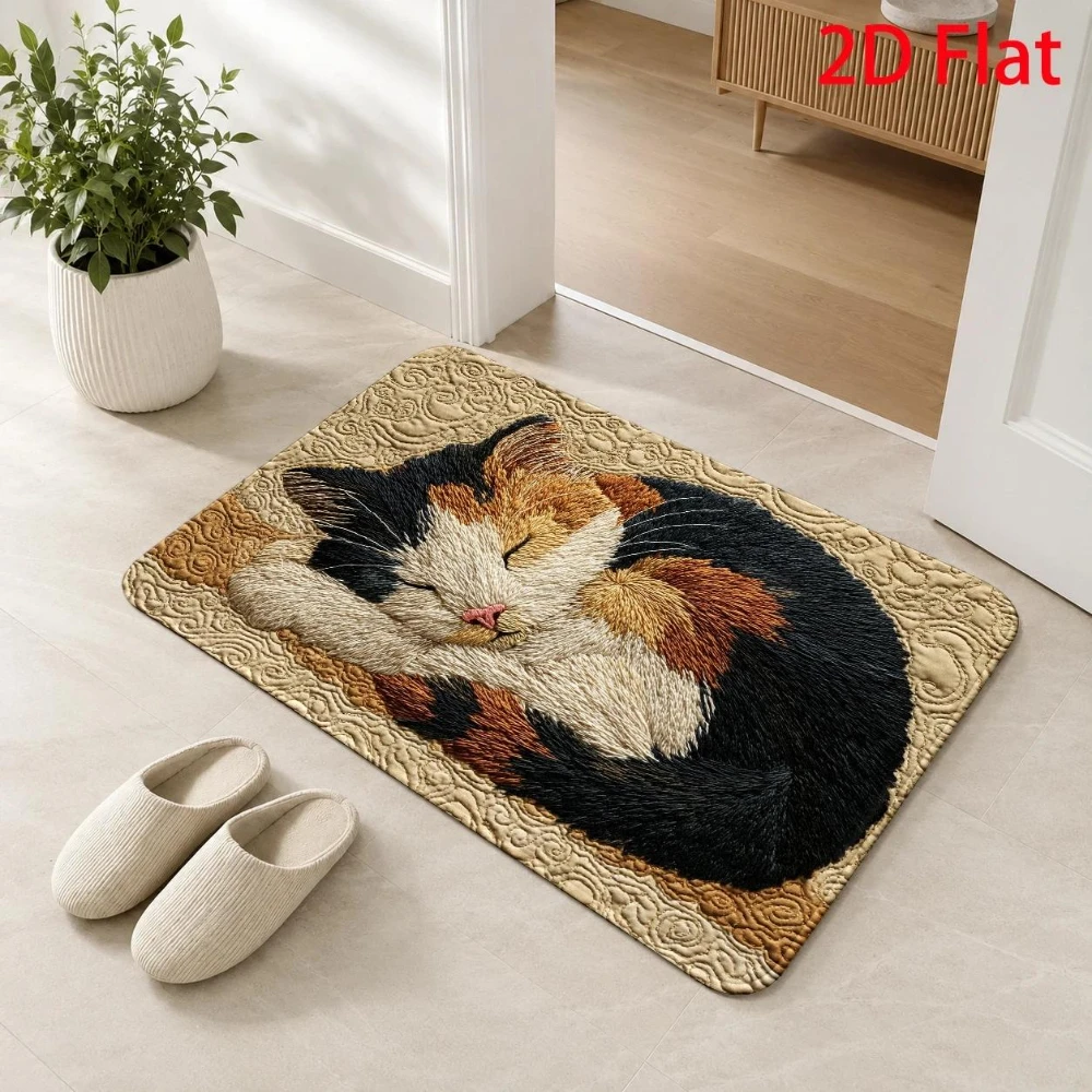 Sleeping Cute Cats Doormat Front Door Back Door Welcome Rug Bedroom Living Room Home Decor Floor Entryway Porch Bathroom