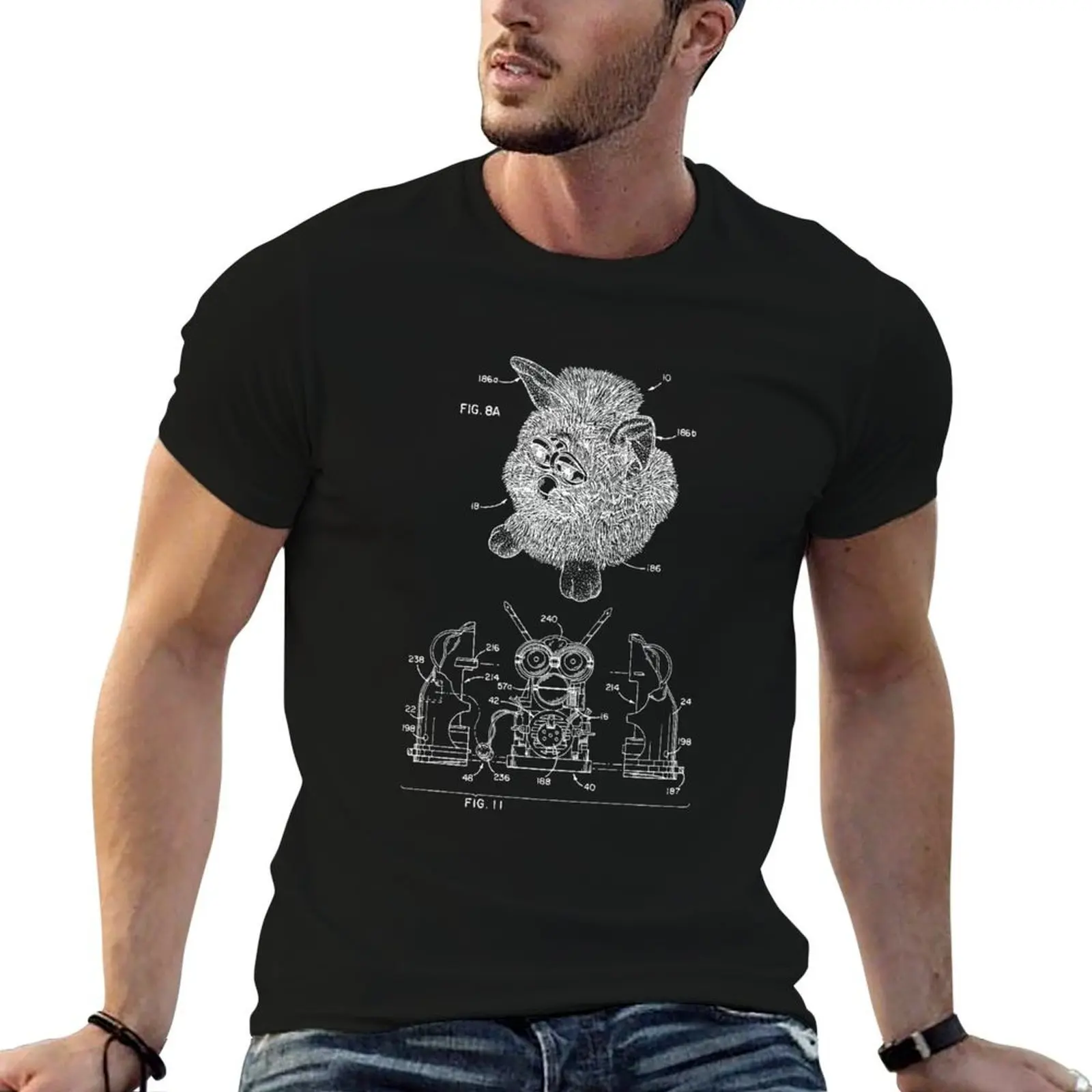 Furby Patent Assembly Print T-Shirt t shirt man designer cotton tshirt 100% T-Shirt