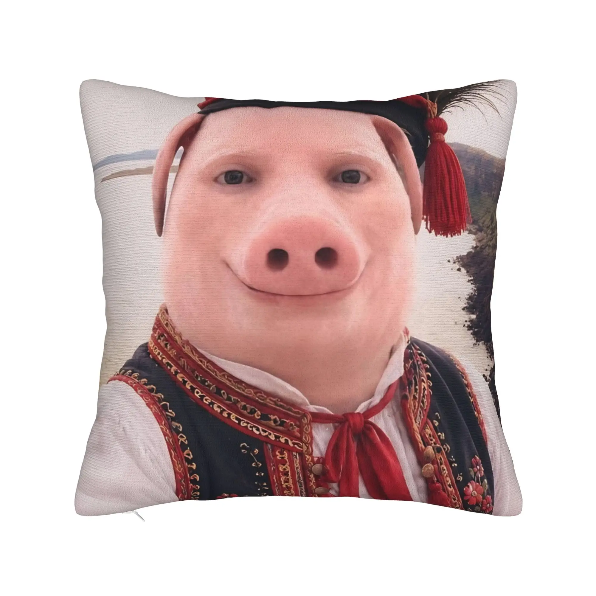 John Pork Traditional Polish Krakow Square Pillow Covers Room Funny Meme Cushion Case Cool Decor Throw Pillow Case 40*40