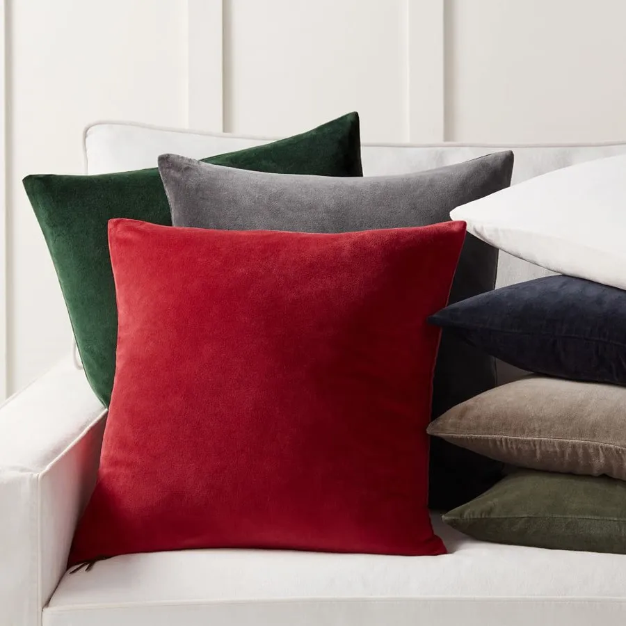 أغطية مخملية مربعة أحادية اللون ، غطاء وسادة مزخرف ، أريكة ، غرفة نوم ، سيارة ، غطاء فقط ، ناعم جدًا ، 18 × 18 بوصة