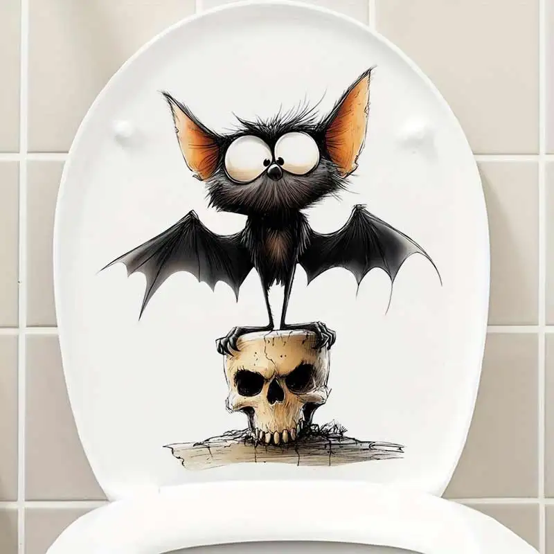 Cute Quirky Bats Wall Sticker Toilet Lid Stickers, Bedroom Entrance Living Room Porch Home Decora Waterproof Decals M1518
