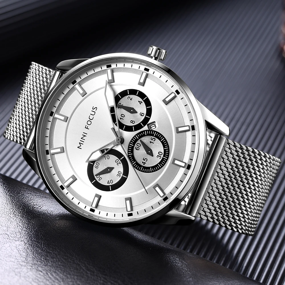 

Luxury Watch Men's FOCUS Fashion Casual Multifunctional Silicone Tape Waterproof Quartz Watch White