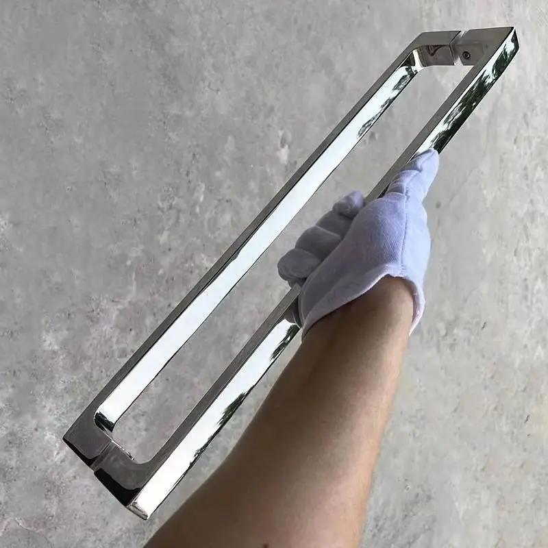 

Luxury 304 Stainless Steel Shower Door Handles Office Shop Mall Glass Door Pulls Handles Pair Mount for 6~12mm Polished Chrome