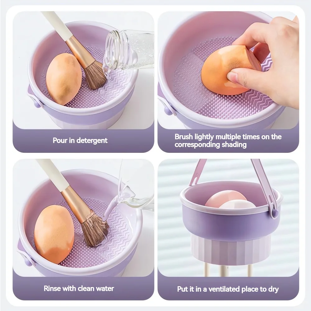 3-In-1 Silicone Makeup Brush Cleaner Mat And Drying Rack Cosmetic Brush Cleaning Air Dry Tool Beauty Organizer Kit