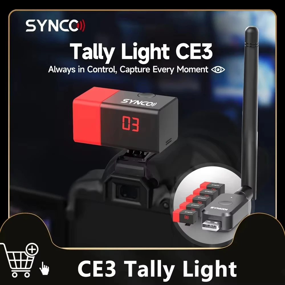 Synco CE3 Wireless Tally Light Signal Light For Camera Broadcast Switcher Live Streaming Transmitter with Battery Tally lamp