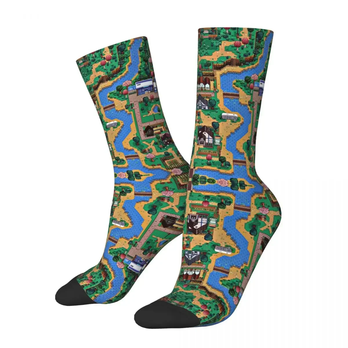 Stardew Valley Town Map Socks Harajuku Super Soft Stockings All Season Long Socks Accessories for Man's Woman's Birthday Present