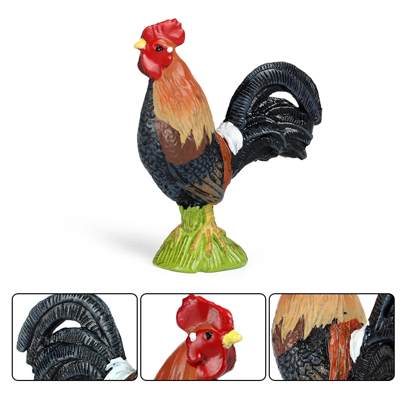 Oenux Farm Poultry Animals Lovely Chook Hen Chicken Turkey Cock Action Figure Model Figurines Miniature Educational PVC Kids Toy