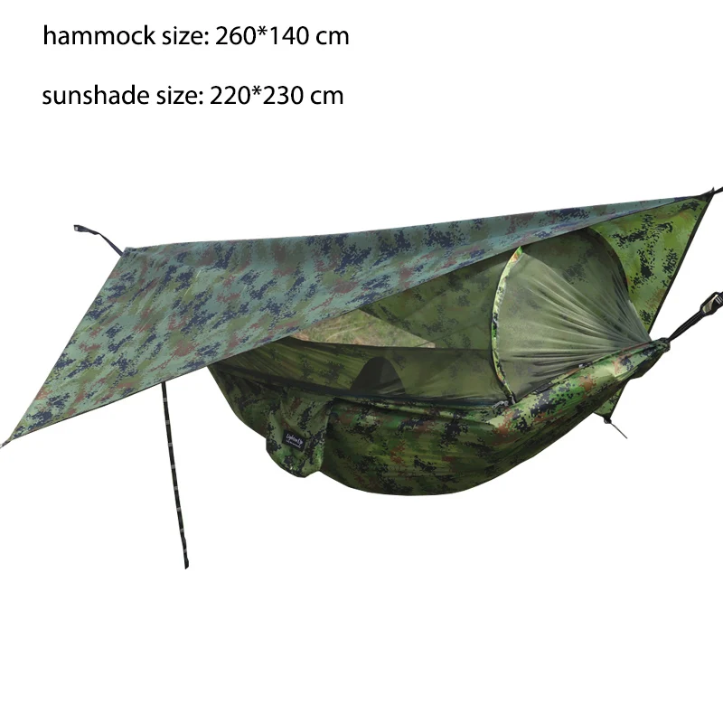 Outdoor Camping Hammock with Mosquito Net Automatic Quick Opening Hanging Hammocks Fabric Hanging Sleeping Swing Bed