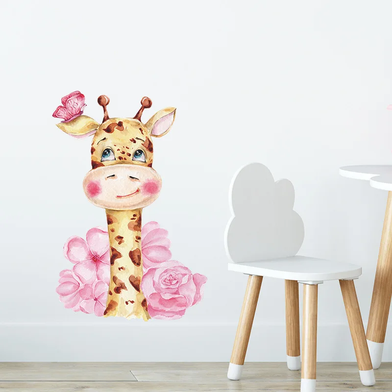 Eco-friendly Giraffe Kids Wall Stickers Cartoon Vinyl Room Decoration Decals for Living room Bedroom Child Nursery Wall Decor