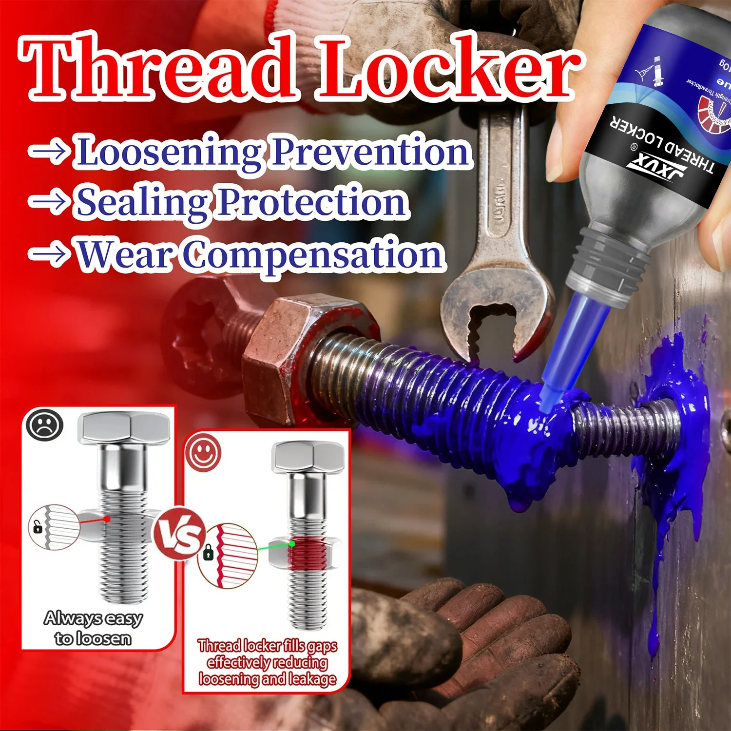 10ml Thread Locking Agent Sealant Anaerobic Glues Anti Loose Screw Glues Fastening Quickly Cured Threadlocker Adhesive for Screw