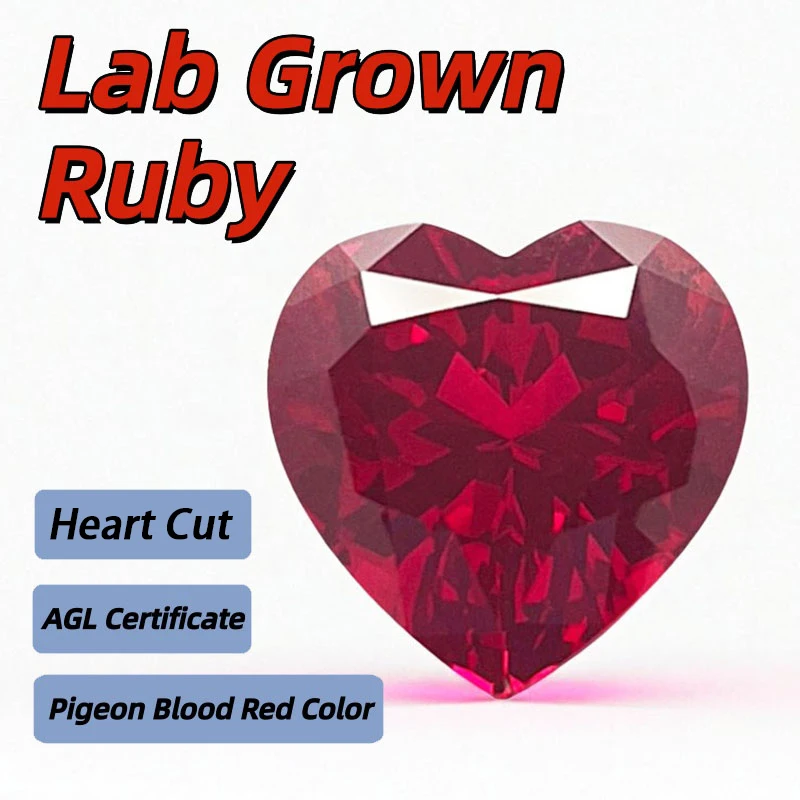 

Lab Grown Ruby Heart Cut VVS1 Pigeon Blood Red for DIY Ring Necklace Earrings Lab Created Sapphire Alternative Gemstone Lab