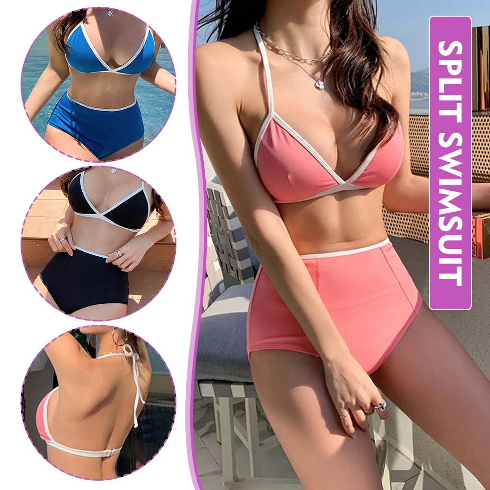 Women's Bikini Sexy Halter Girl's Swim Wear Tie Back Women's Sexy Backless High Waist Bikini