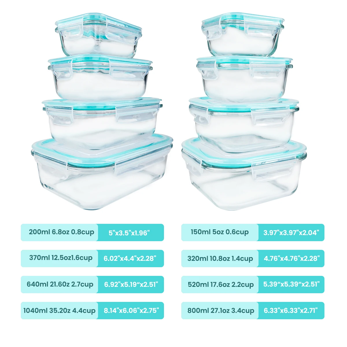 8-Piece Glass Food Storage Set 2