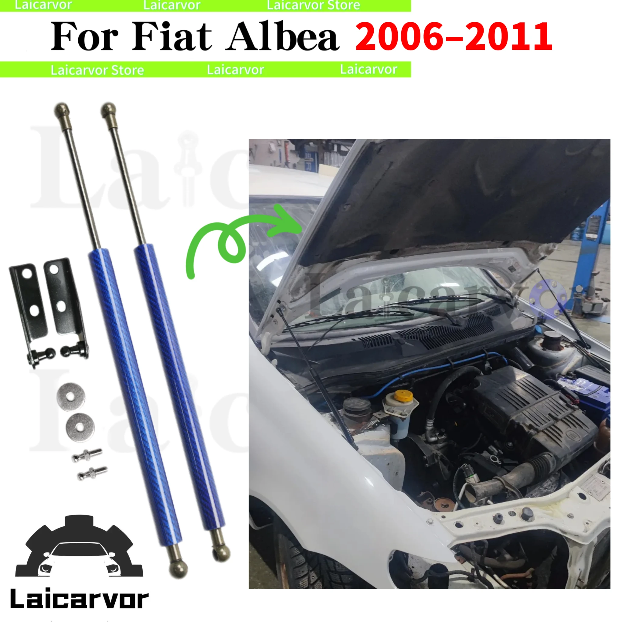 

1 Set Gas Struts For Fiat Albea 2006 2007 2008 2009 2010 2011 Front Hood Bonnet Lift Support Damper Shocks Pistons Spring Rods