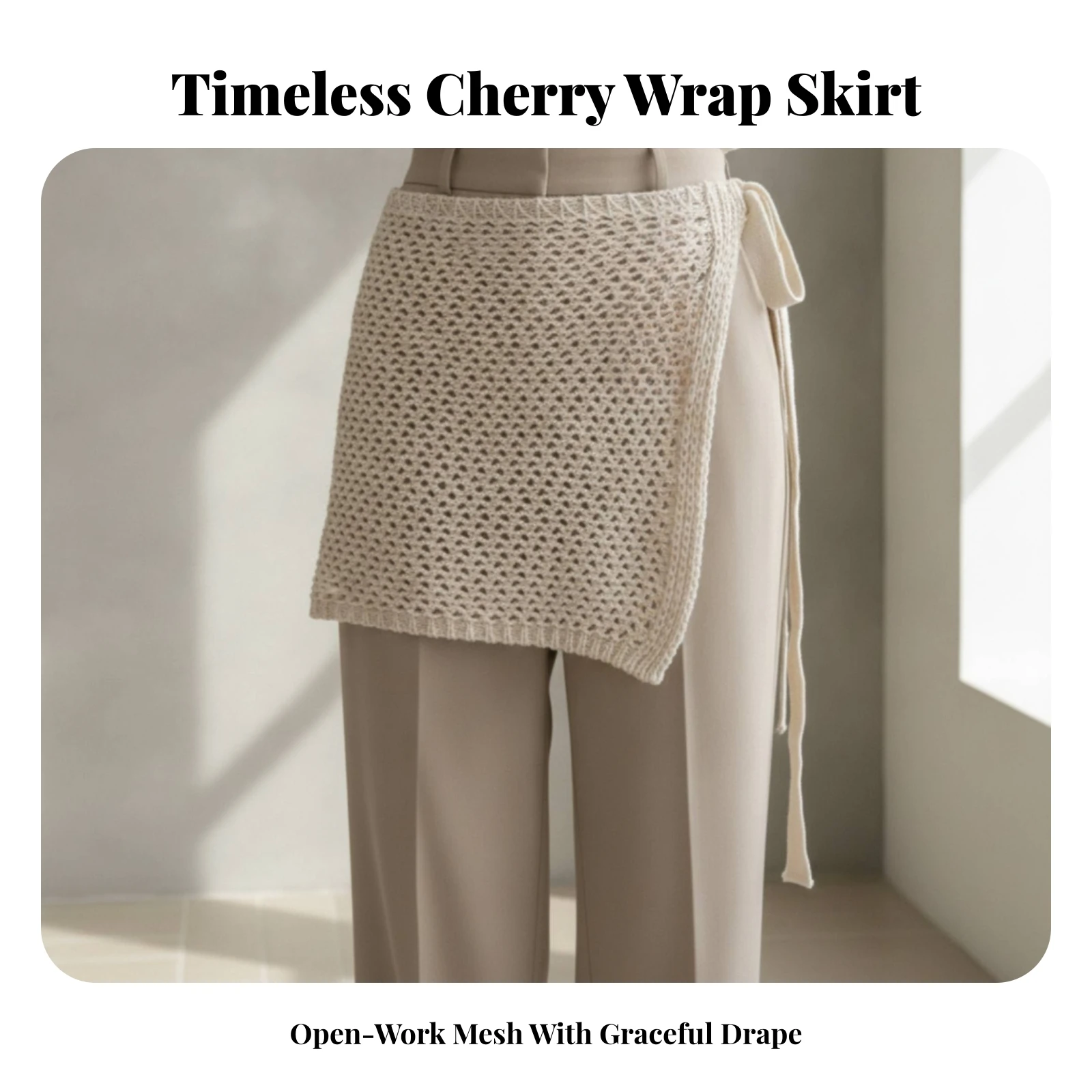 Overskirt Textured Knitted Overskirt Wrap Skirt Lightweight for Women, Warm-Weather Wear, Casual Outings