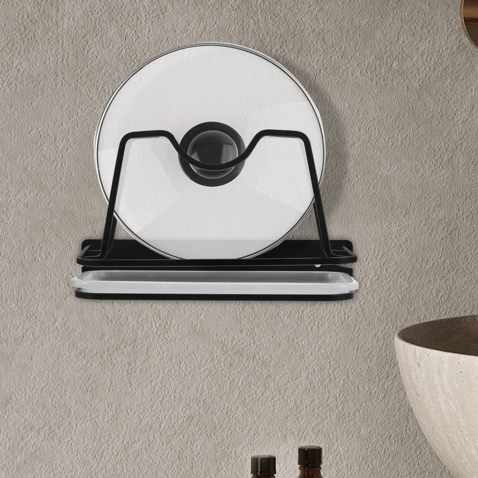 

Kitchen Storage Rack Stainless Steel No Drill Adhesive Wall Mounted Pot Lid Organizer for Cabinet Door Cutting Boards Holder