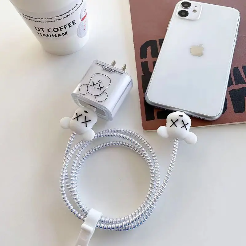 Gloomy Bear Adapter Protective Cable Winder Protection Cover For iPhone 20W Charger Protector Case For Apple 11 12 13 14 15 16