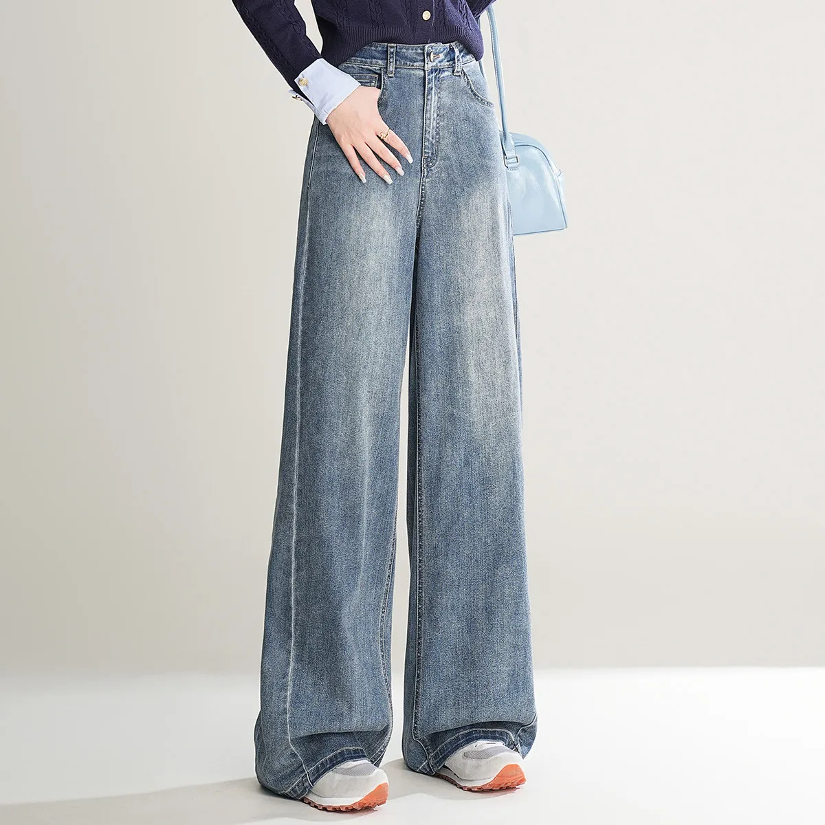 LOUIS YAO 2025 Spring Retro High Waist Straight Tube Pants Fashionable Casual Long Non Elastic Women's Pants Jeans