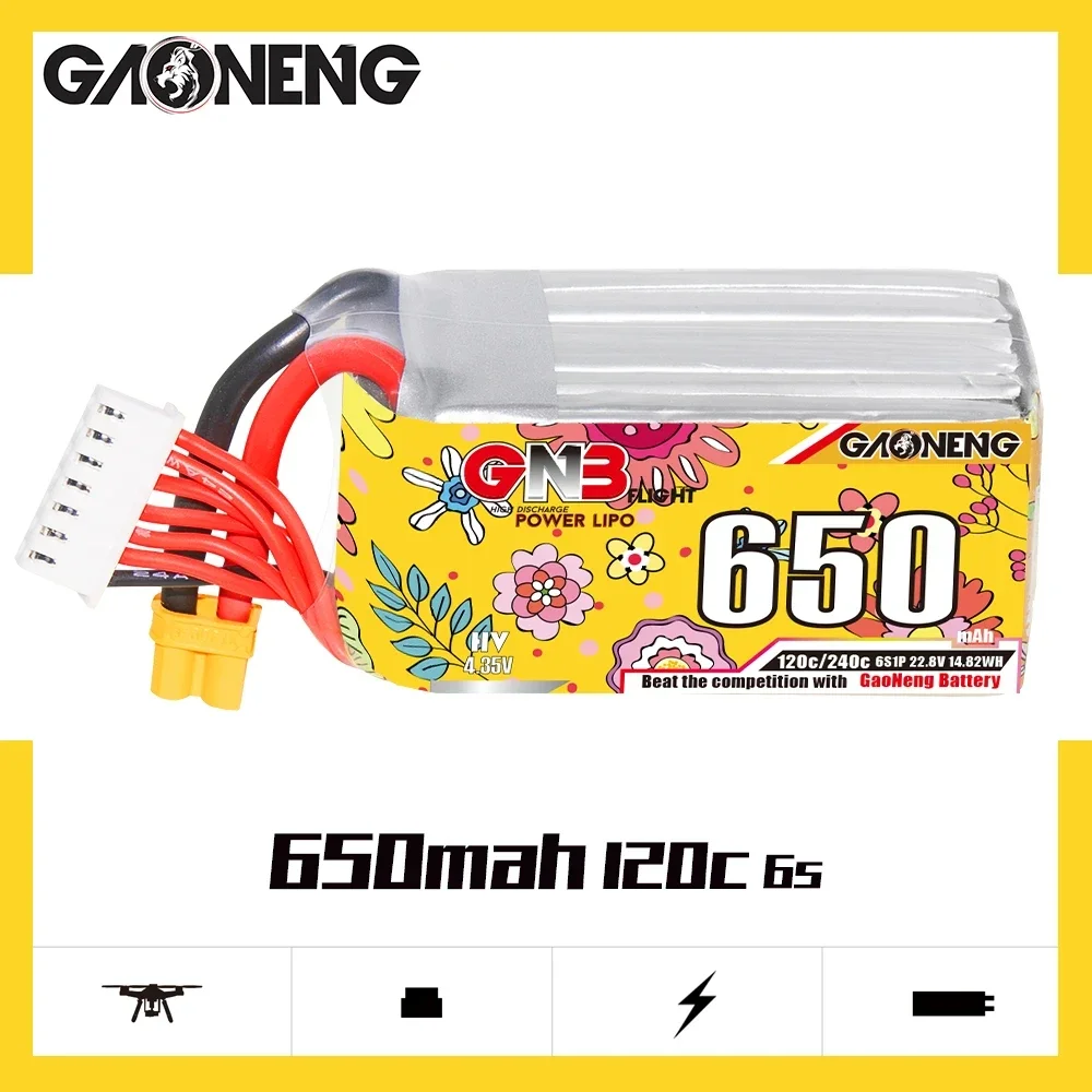 GNB 650mAh 850mAh 6S 120C XT30 XT60 LiPo 배터리, 브러시리스 드론 프로펠러 FPV Cine Whoop Cinelog Cinewhoop UAV Quadcopter