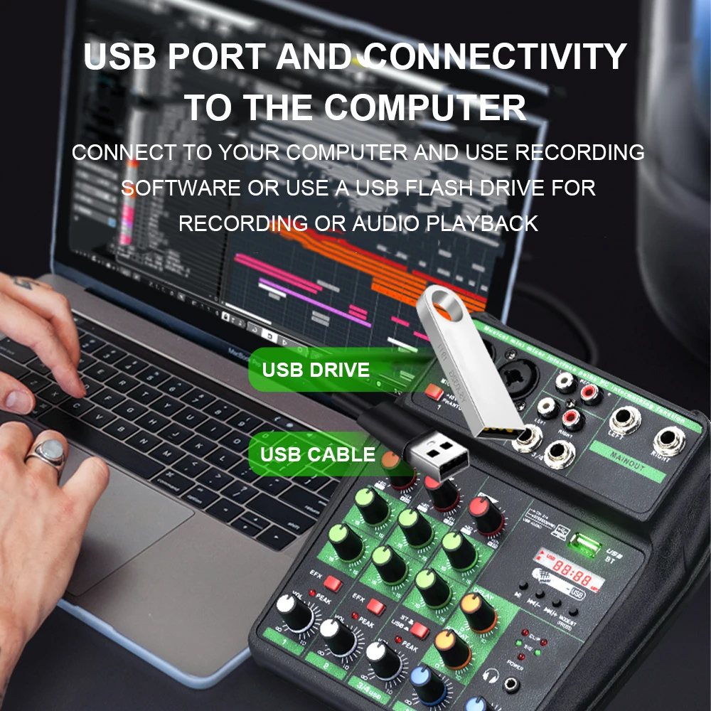 Tragbarer 4-Kanal-Audiomixer,  – Audio Interface Bewertung und Preis