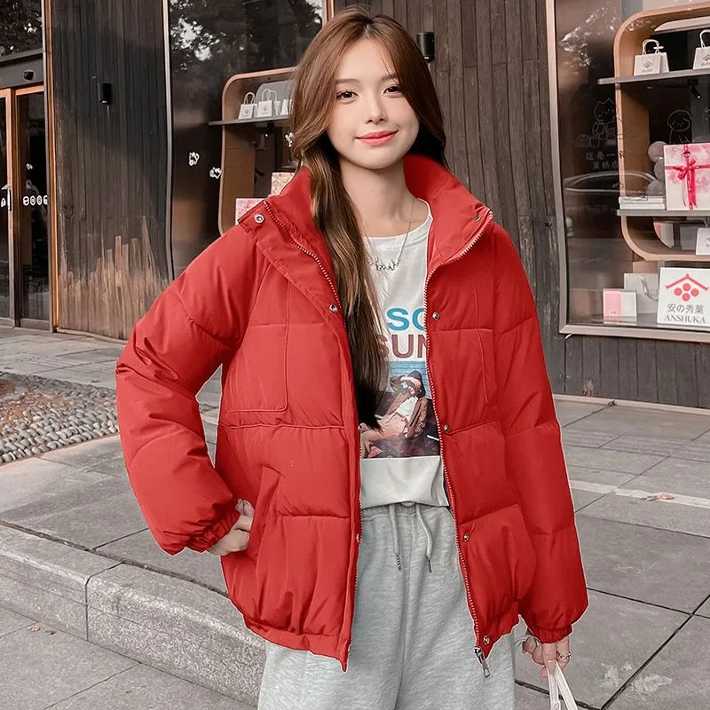 2023 New Women Down Cotton Coat Winter Jacket Female Short Parkas Loose Thick Warm Outwear Leisure Time Versatile Overcoat