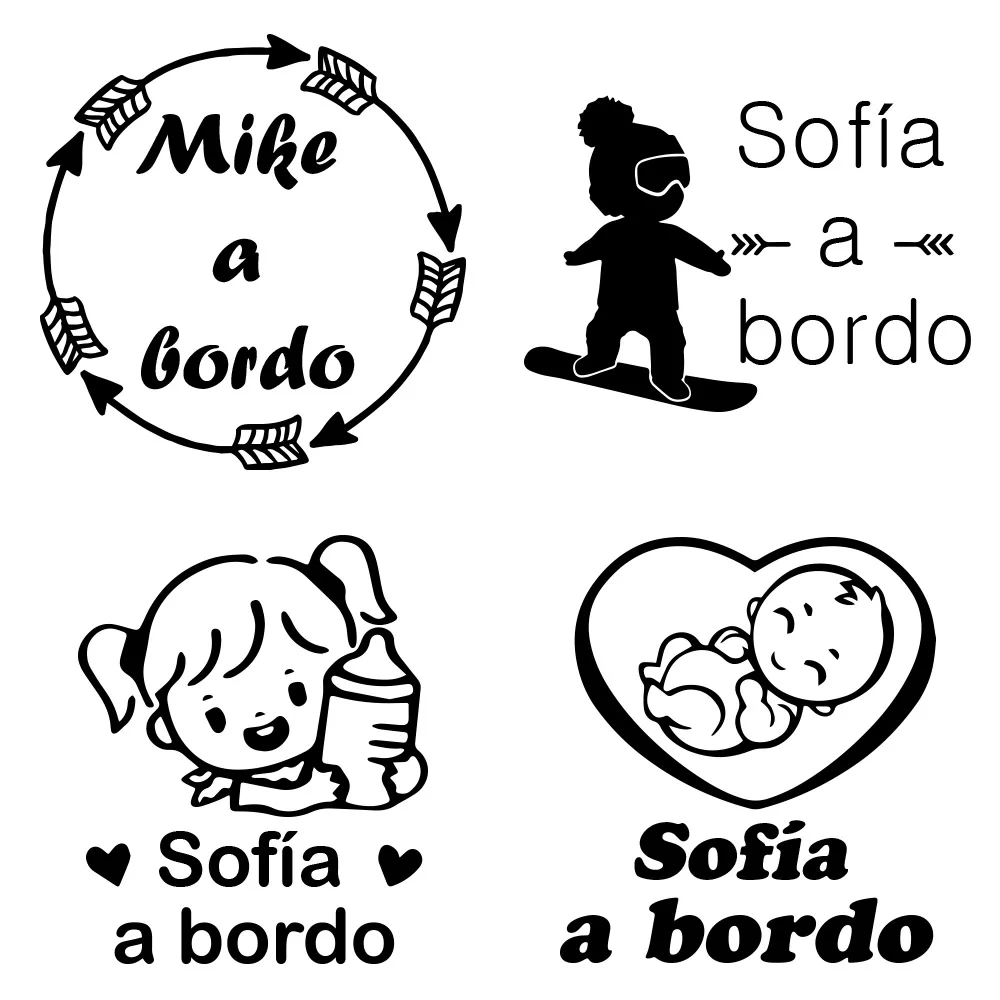 1pc Vinyl baby a bordo colorful Auto Sticker Car Stickers Wall Sticker Home Decoration Accessories Home Decor Wall Stickers