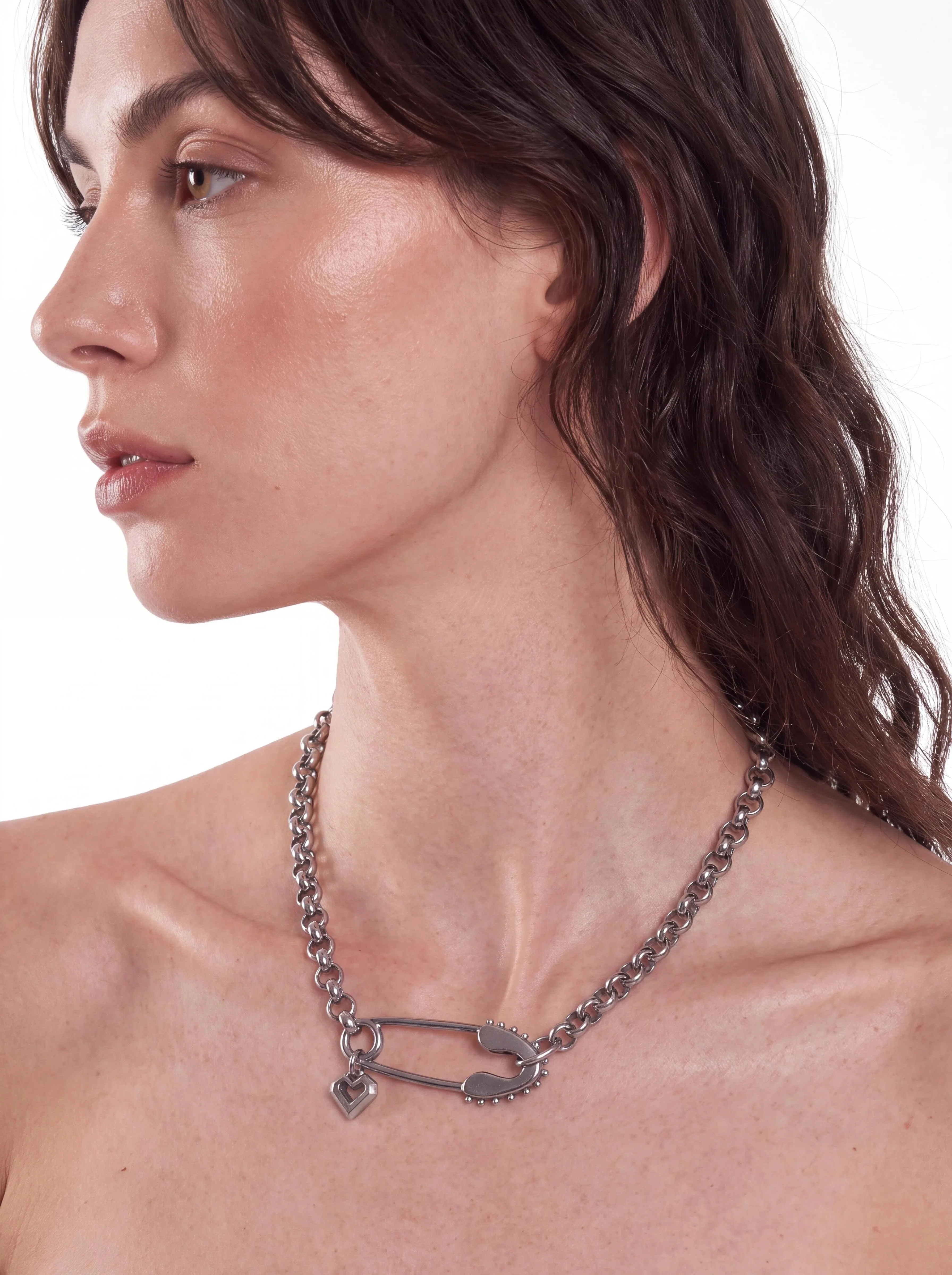 Sicherheitsnadel-Herz-Choker-Halskette aus Edelstahl, Y2K Punk Goth Grunge Statement-Schmuck für Frauen und Männer, Geschenk – Detail 5