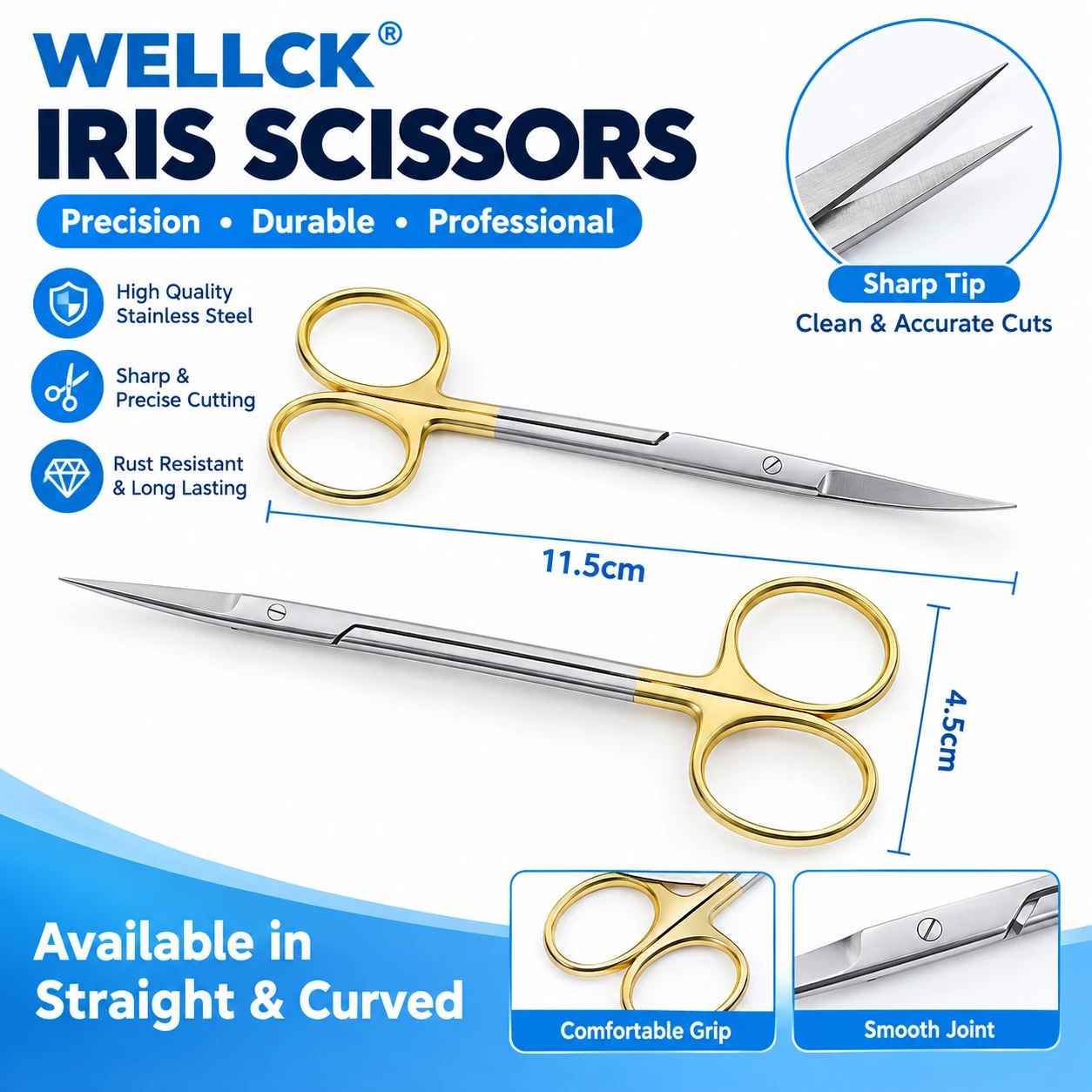SYNI Dental Scissors Needle Holder Plier Straight Curved Tip Head Scissors Forceps Stainless Steel Hemostatic Forceps