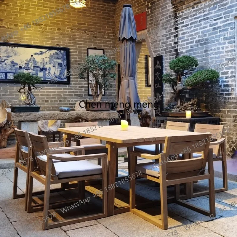 F150 Modern Teak Luxury Dining Table And Chairs Set Event Outdoor Dining Table And Chairs Set Restaurant Furniture