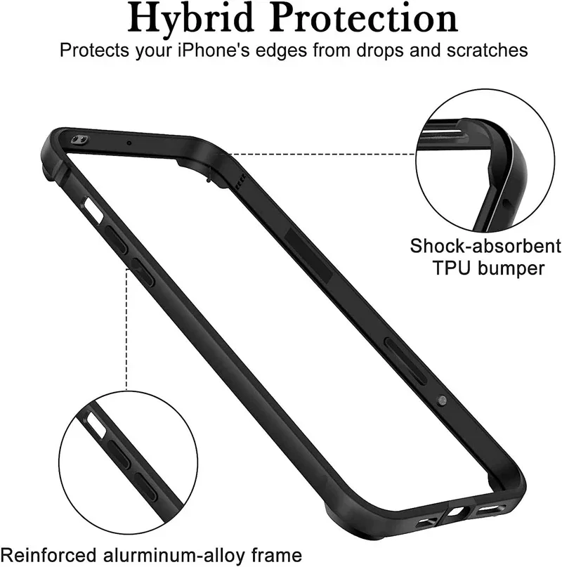 Custodia paraurti in metallo con telaio in lega di alluminio per IPhone 16 15 14 13 12 11 Pro Max Plus E 16E 16Pro I16 ProMax Cover interna morbida per telefono