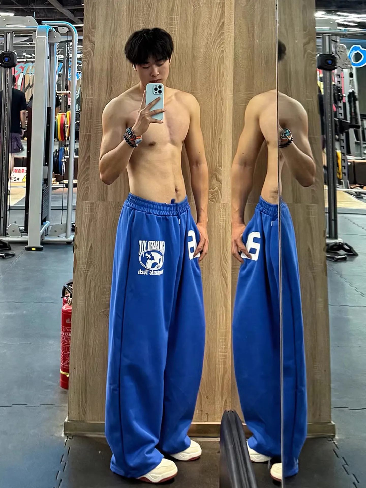 

Синие спортивные брюки прямого кроя для мужчин, весенние, широкие, с плиссировкой, для тренировок