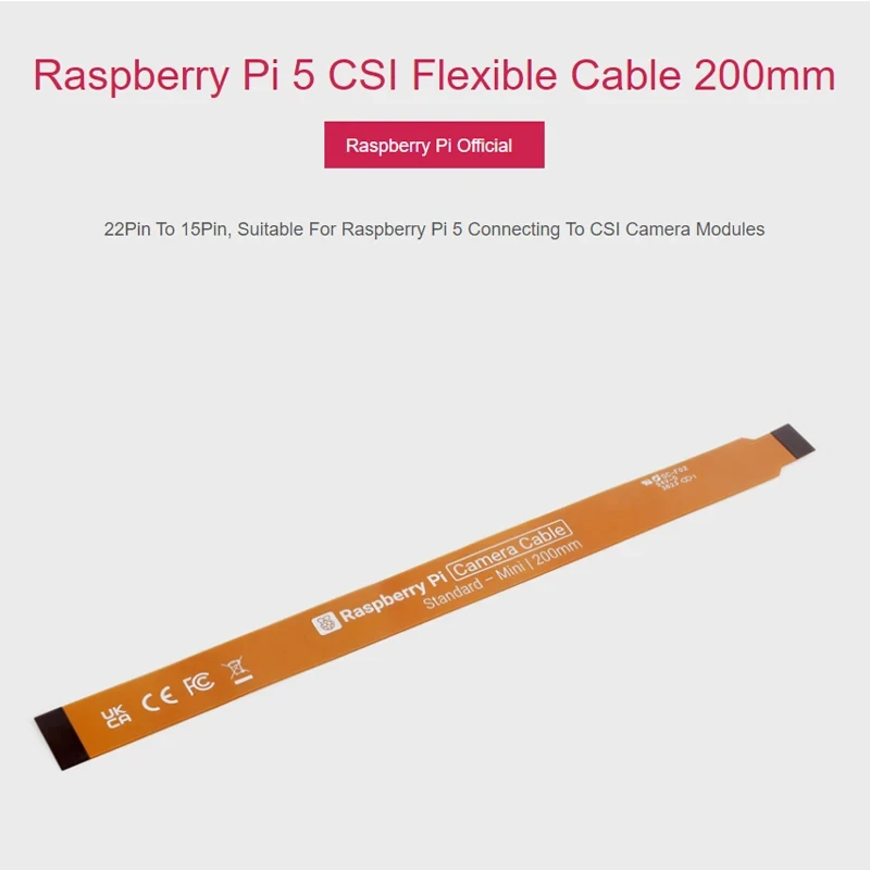 Official Raspberry Pi 5 Camera Cable CSI Display DIS Cable 22Pin to 15 Pin for Official Raspberry Pi 5 DIS Screen LCD Display