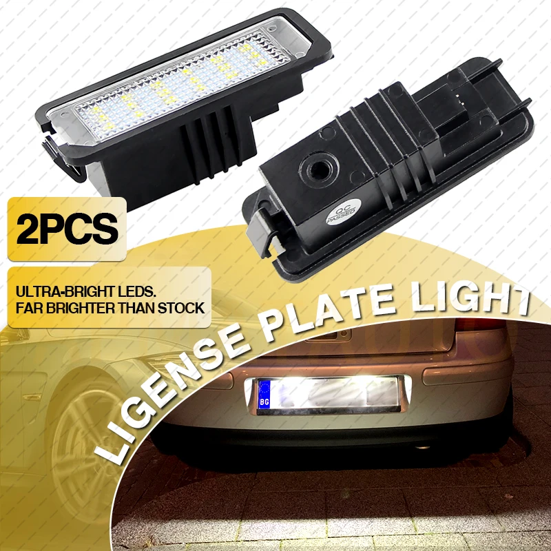 

2pcs Error Free LED Number License Plate Light For VW Passat B6 B7 3G2 CC Eos Polo Golf 4 5 6 7 For Skoda Canbus Car Accessories