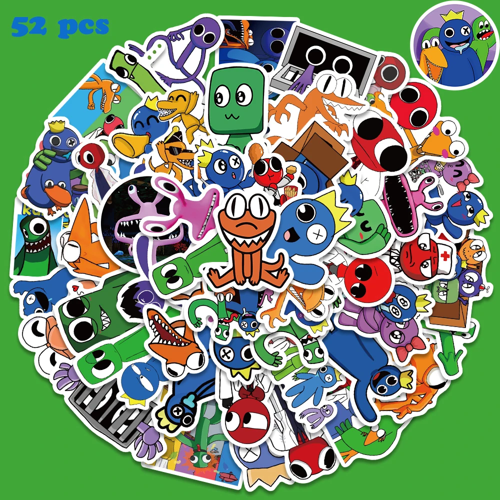 52 Uds pegatina Roblox de dibujos animados pegatina colorida Fuuny para diario nevera armario cartera mochila sobre etiqueta decoración pegatina