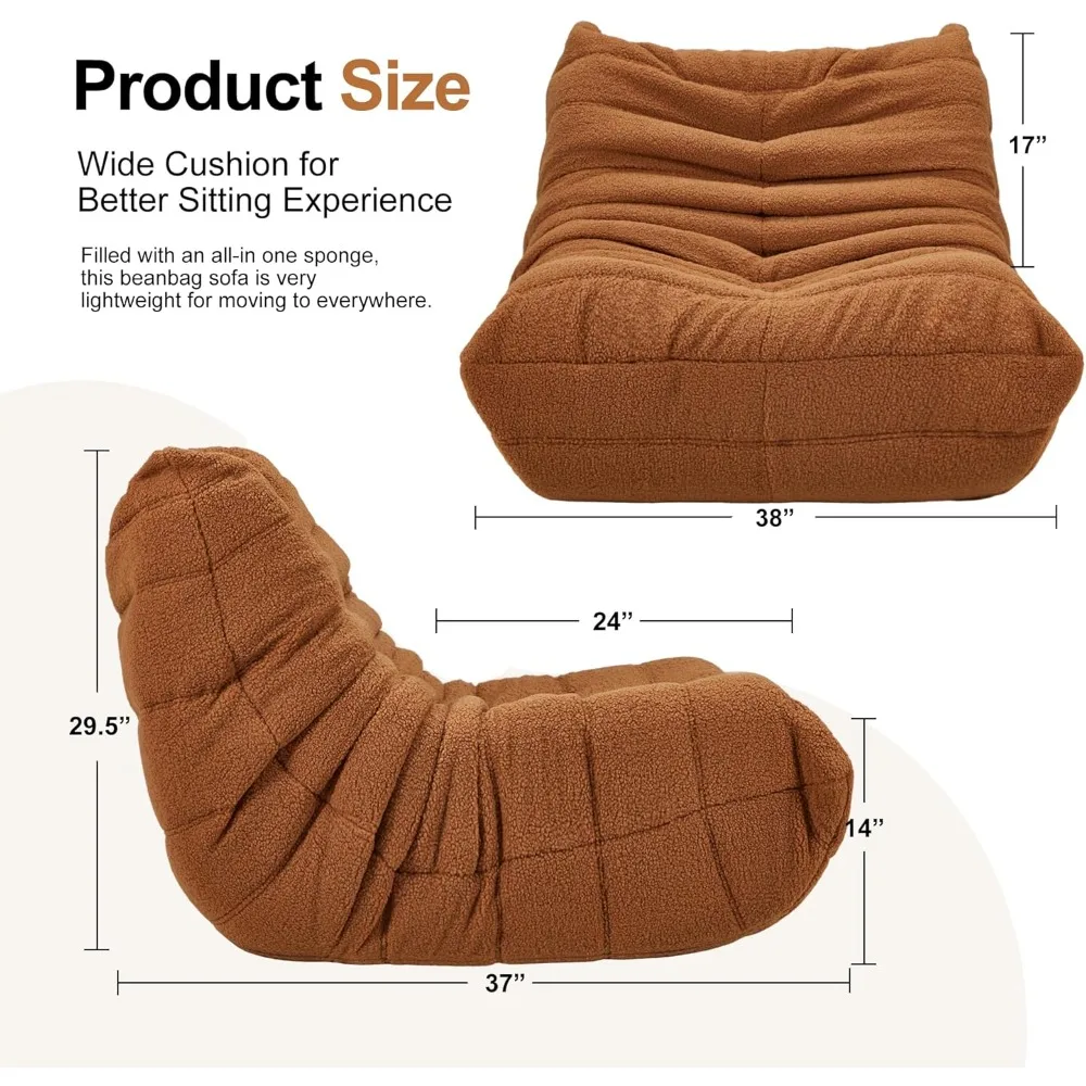 Bean Bag Chairs for Adults Giant BeanBag Chair Sofa Memory Foam Bean Bag Chair Faux Fur Fireside Bean Bags Big Lazy Sofa