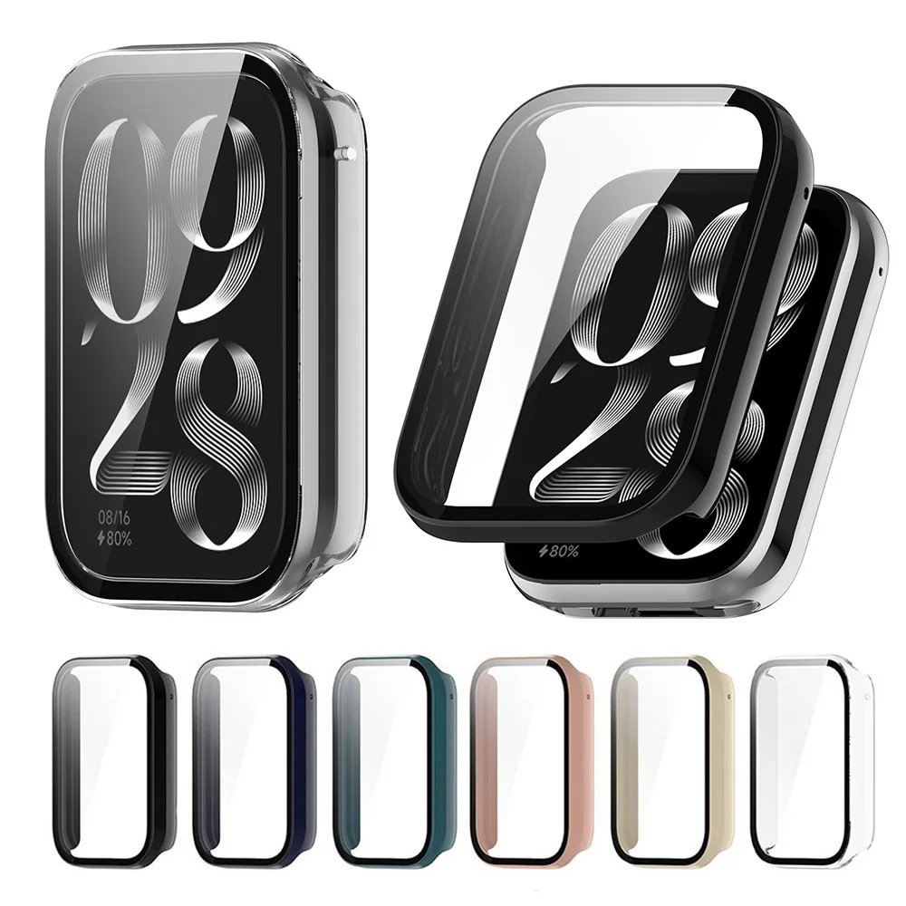 حافظة حماية من الزجاج المقسى PC+ لهاتف Xiaomi Mi Band 9 Pro/Mi Band 8 Pro واقي شاشة كامل غطاء ممتص للصدمات
