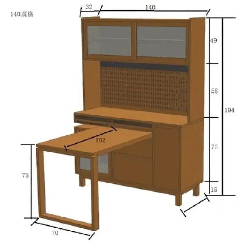North American cherry wood dining side cabinet modern simple push-pull retractable dining table integrated cabinet restaurant sm
