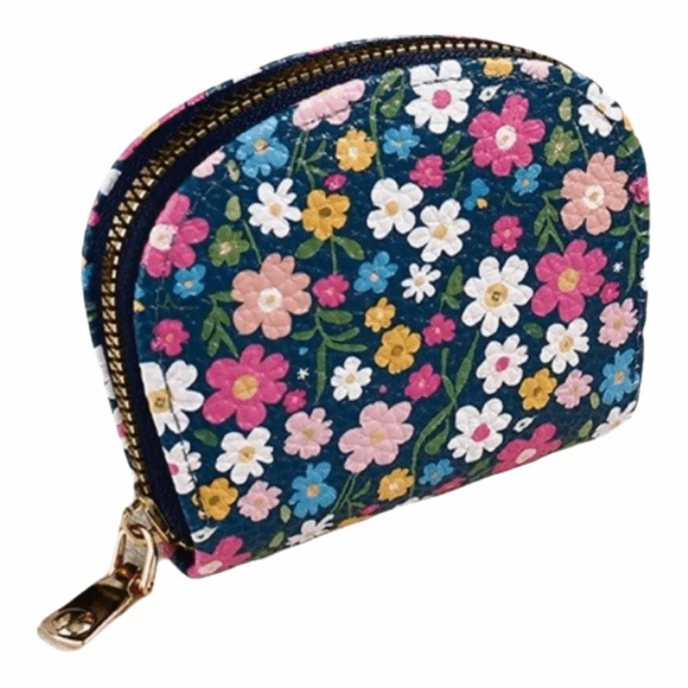 

Fashion Floral Printed Coin Purse PU Storage Bag Change Money Organizers Zipper Mini Clutch Purse Kids Gift